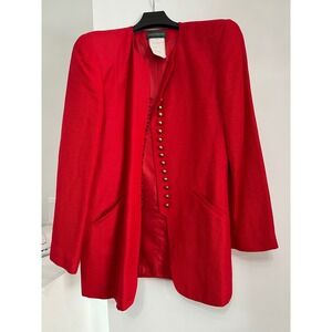Vintage Harve Benard Red‎ Linen Blazer Button Front Career Jacket Size 8
